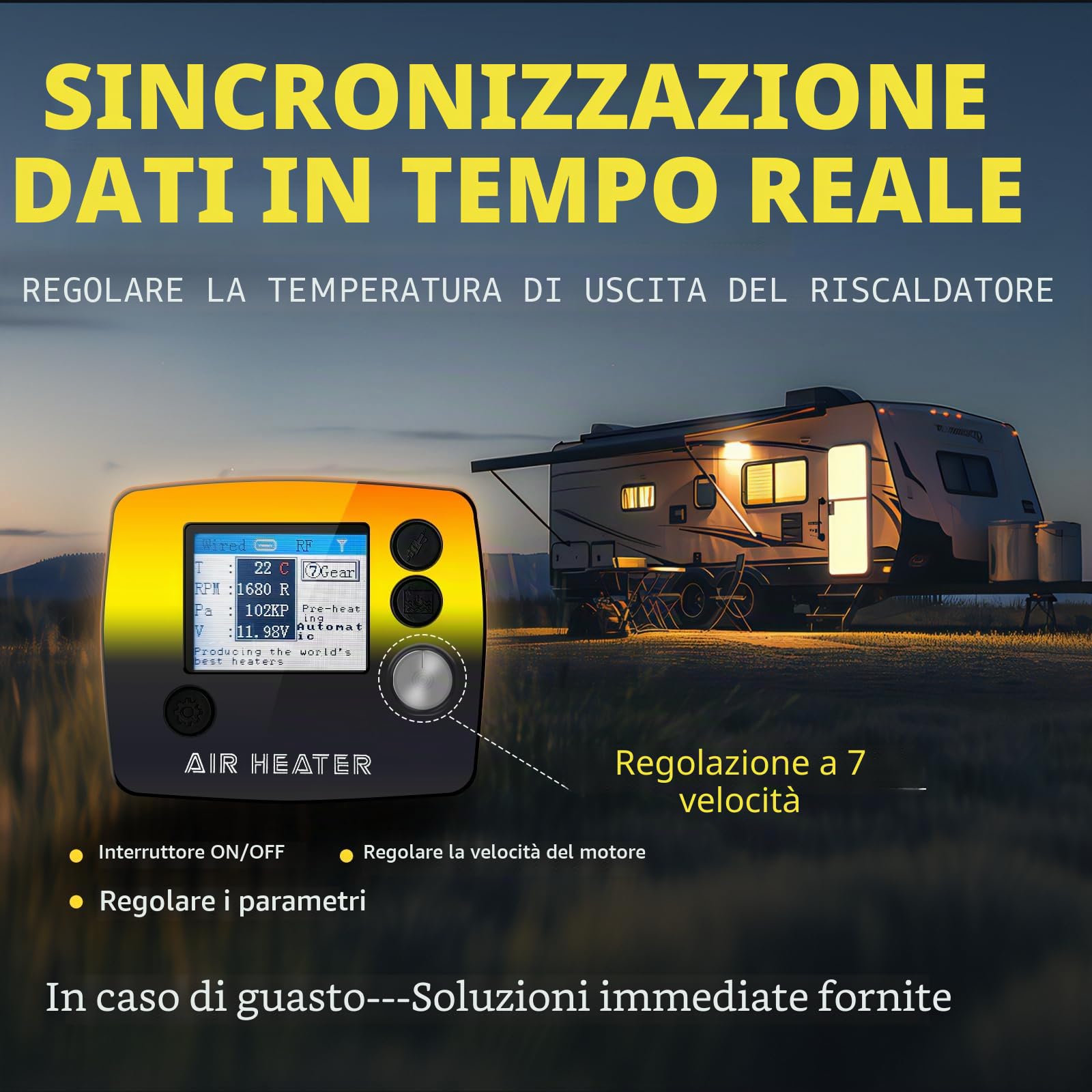 Riscaldatore Diesel 24V 7kW, Guscio in Alluminio, Con Telecomando Bidirezionale, Display LCD, Riscaldatore Diesel Fisso Con Connettore per Aereo, Riscaldatore Fisso per Auto per Camper