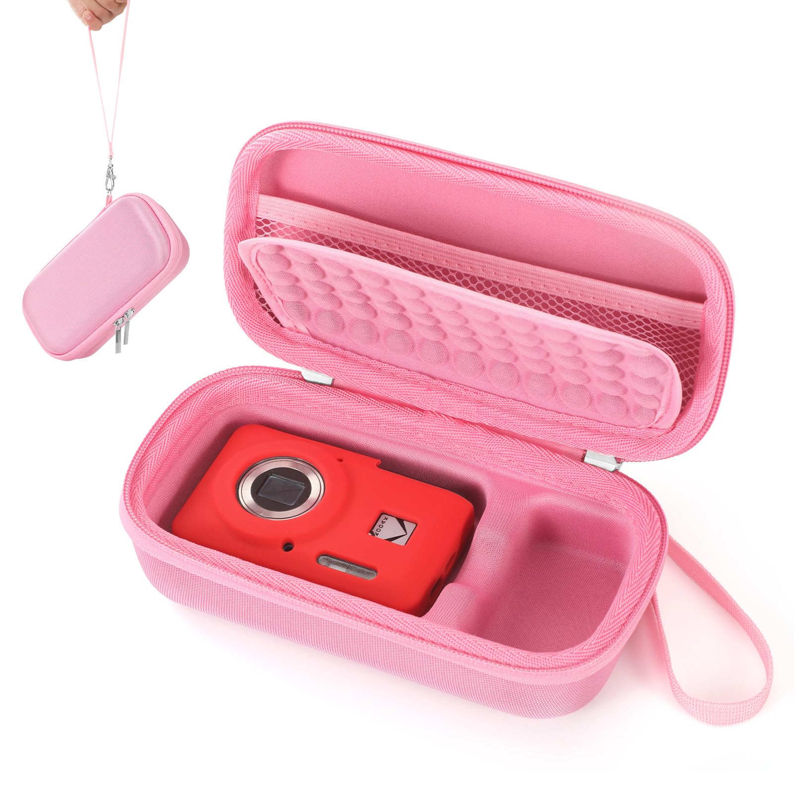 Camera EVA Carrying Case Compatible with Kodak PIXPRO Z55/Z45, Digital Camera Storage Holder Travel Bag Accessories (Pink)