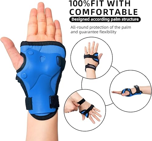 Miniatura 27 de Nattork Rodilleras para niños y jóvenes, rodilleras y coderas con muñequeras 6 en 1, juego de equipo de protección para monopatín, patines en línea