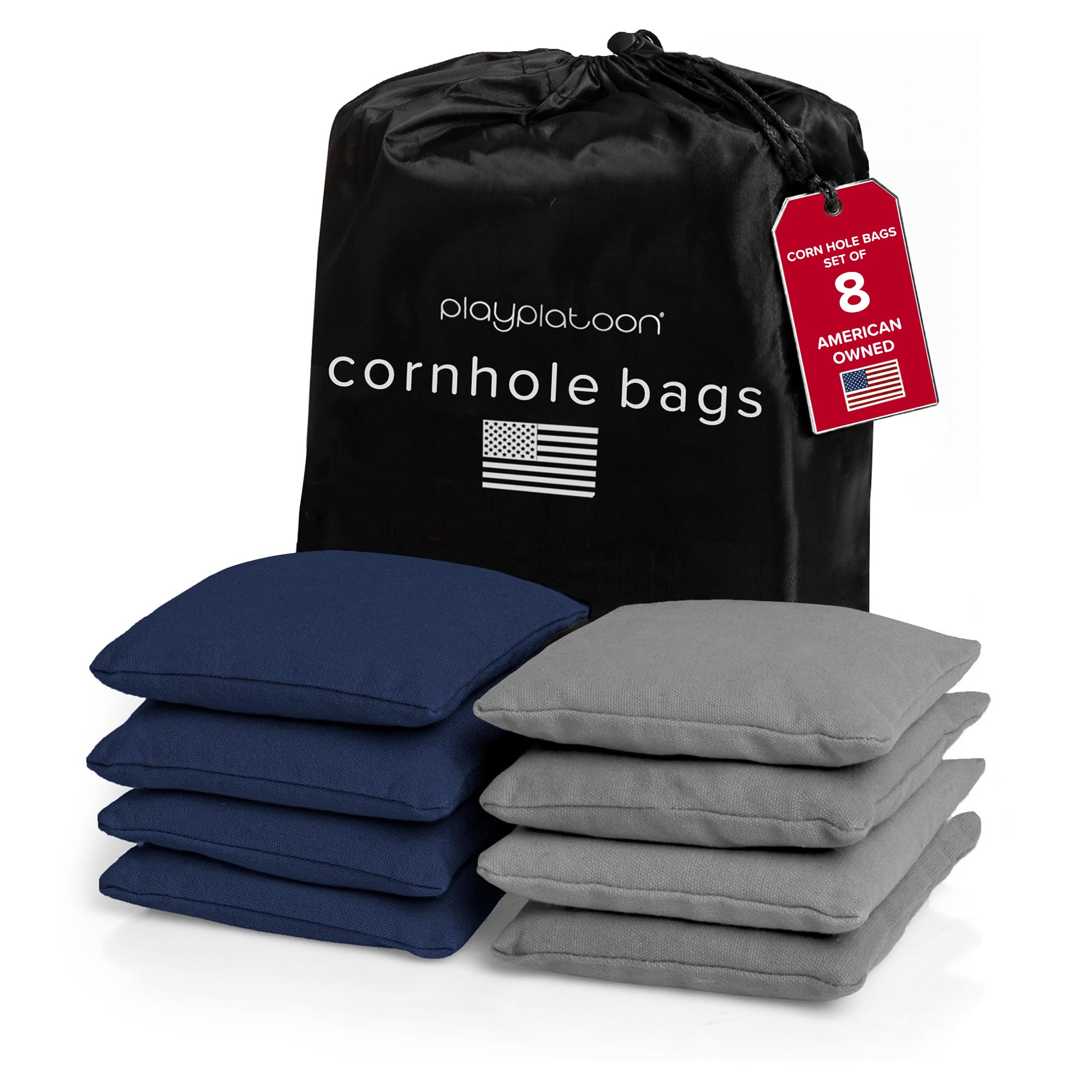 Play Platoon Cornhole Bags Set of 8 Regulation Size &amp; Weight Duck Cloth