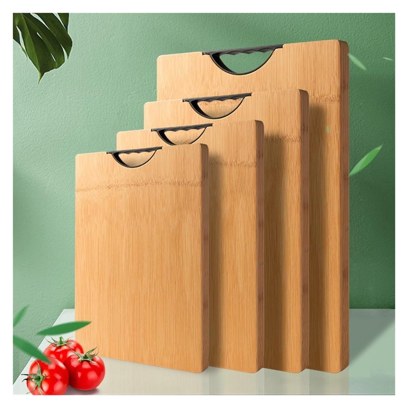 Dwustronna bambusowa deska do krojenia z uchwytem, drewniana deska do krojenia mięsa i warzyw, przyjazna dla środowiska bambusowa deska do krojenia, kolor drewna, 50 x 35 x 1, kolor drewna 50 x