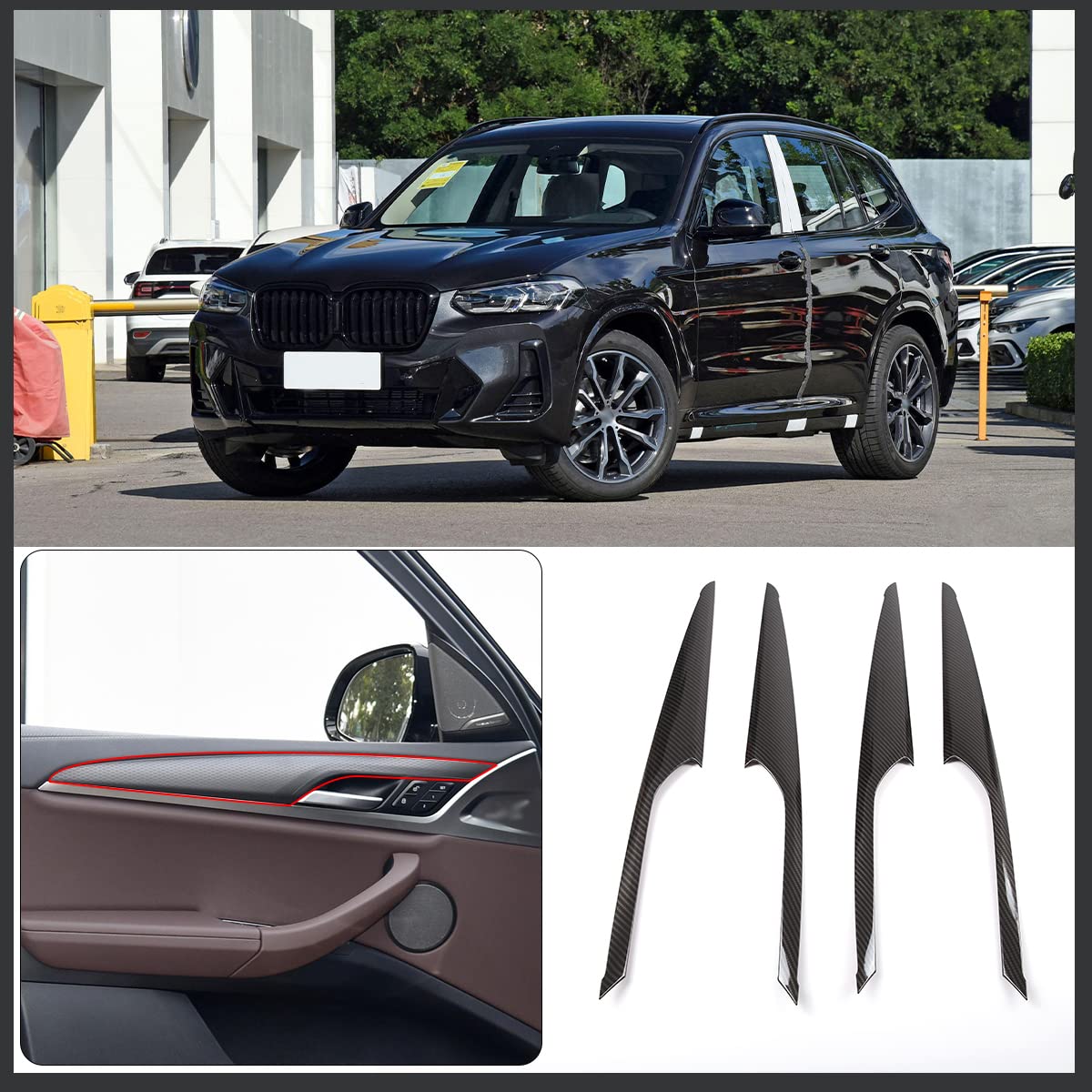 ABS włókno węglowe osłona na drzwi wnętrza samochodu osłona osłona na drzwi do BMW X3 X4 G01 G02 2018-2022 akcesoria samochodowe