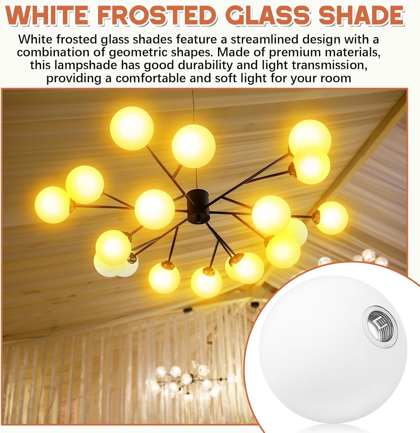 Retisee 6 Pcs Glass Globe Replacement for G9 Bulb Lighting Replacement Glass Lampshade 4 Inch Light Bulb Cover Light Fixtures, 0.8 Inch Fitter (Milky White)