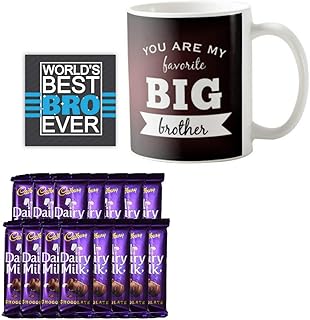 YaYa cafe™ Birthday Chocolates Gift Combo for Brother, Favorite Big Brother Mug, Coaster, 5 pcs Dairy Milk Chocolates, Gif...