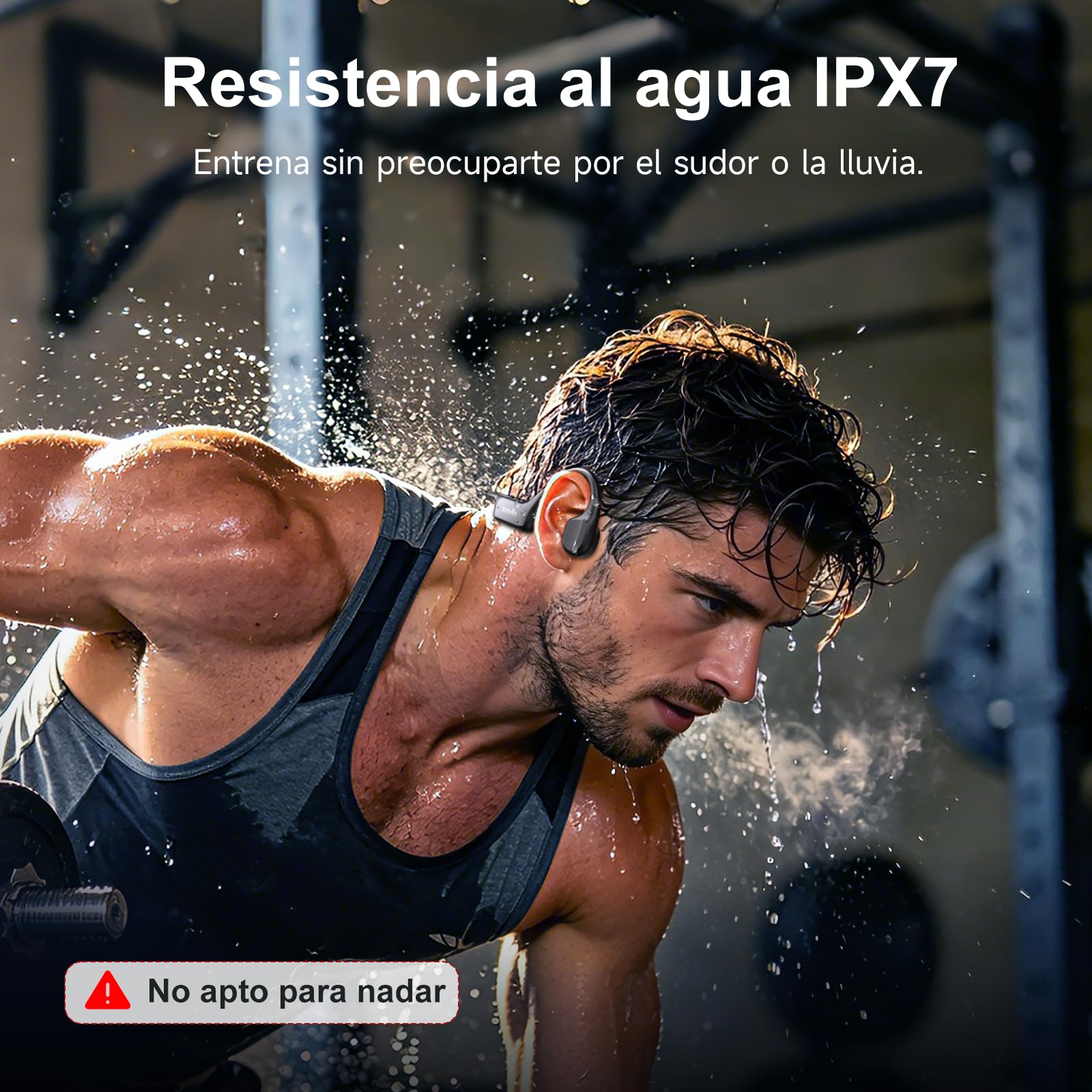 Auriculares Conduccion Osea Bluetooth 6.1 – Cascos Conduccion Osea Inalambricos con Micrófono, IPX7 Resistente al Agua Auriculares Oseos para Running Ciclismo Fitness