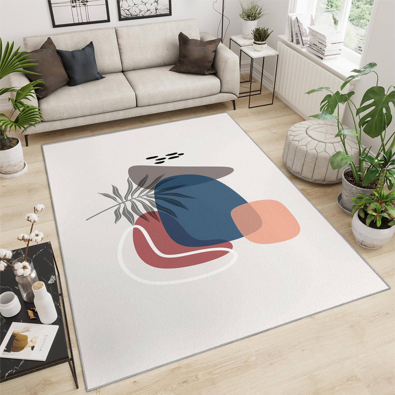 Tapis nordique de salon haut de gamme motif géométrique asymétrique