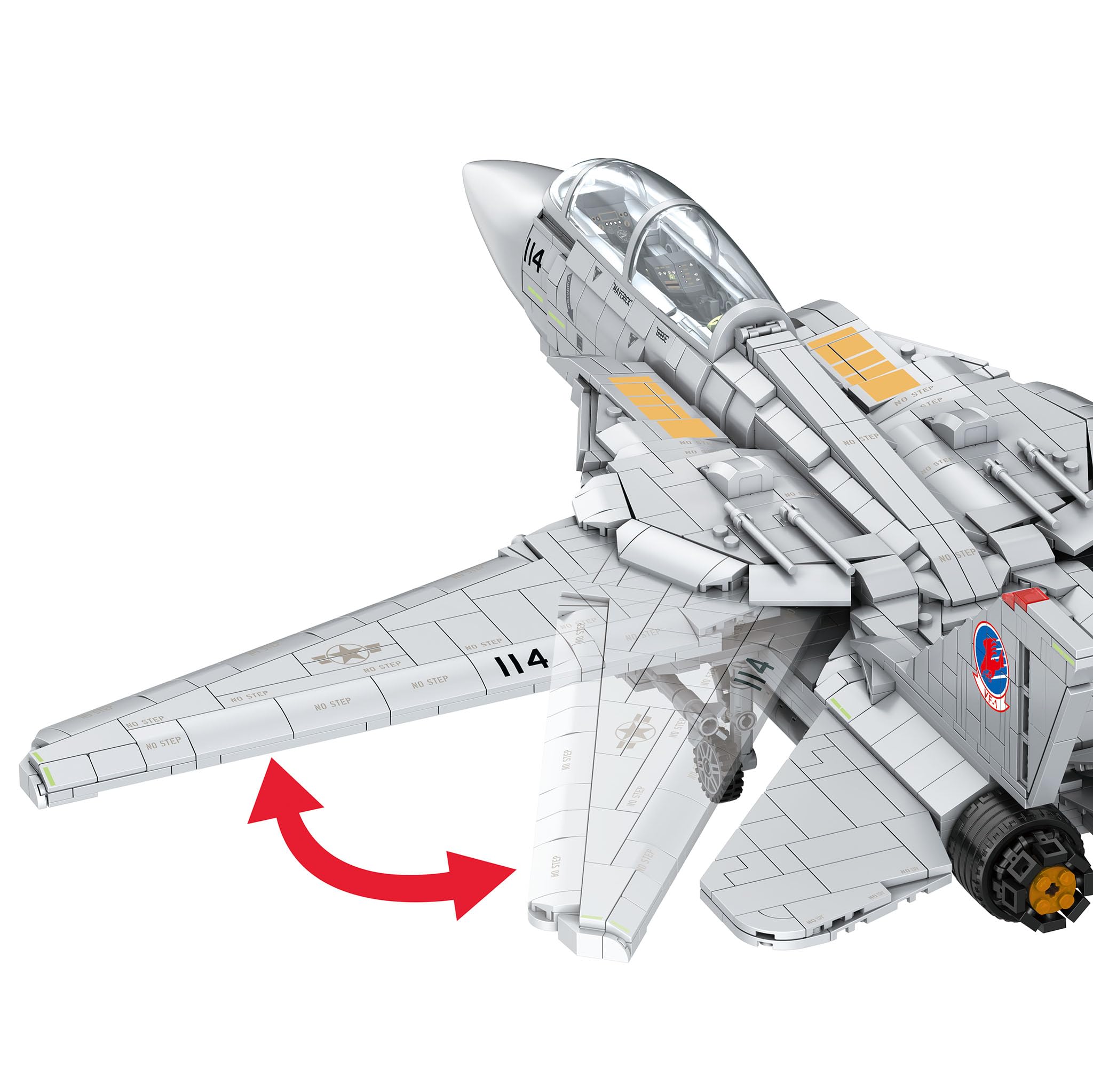 Revell Brick System F-14A Tomcat Maverick Top Gun | Klemmbausteine Kampfjet Modellbausatz 1:32 | 2687 Teile, Schwenkflügler, einklappbares Fahrwerk, 60 cm | Geschenk Filmfan | Erwachsene ab 18