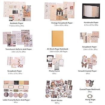 Junkjournal*『』 Amazon.com : Draupnir 200pcs Vintage Junk Journal Supplies