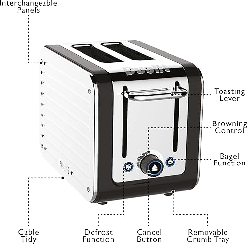 Miniatura 7 de Dualit Design Series 2 - Tostadora de rebanadas  Acero inoxidable pulido con ribete negro  Ranuras extra anchas - Función de mirada y pop -