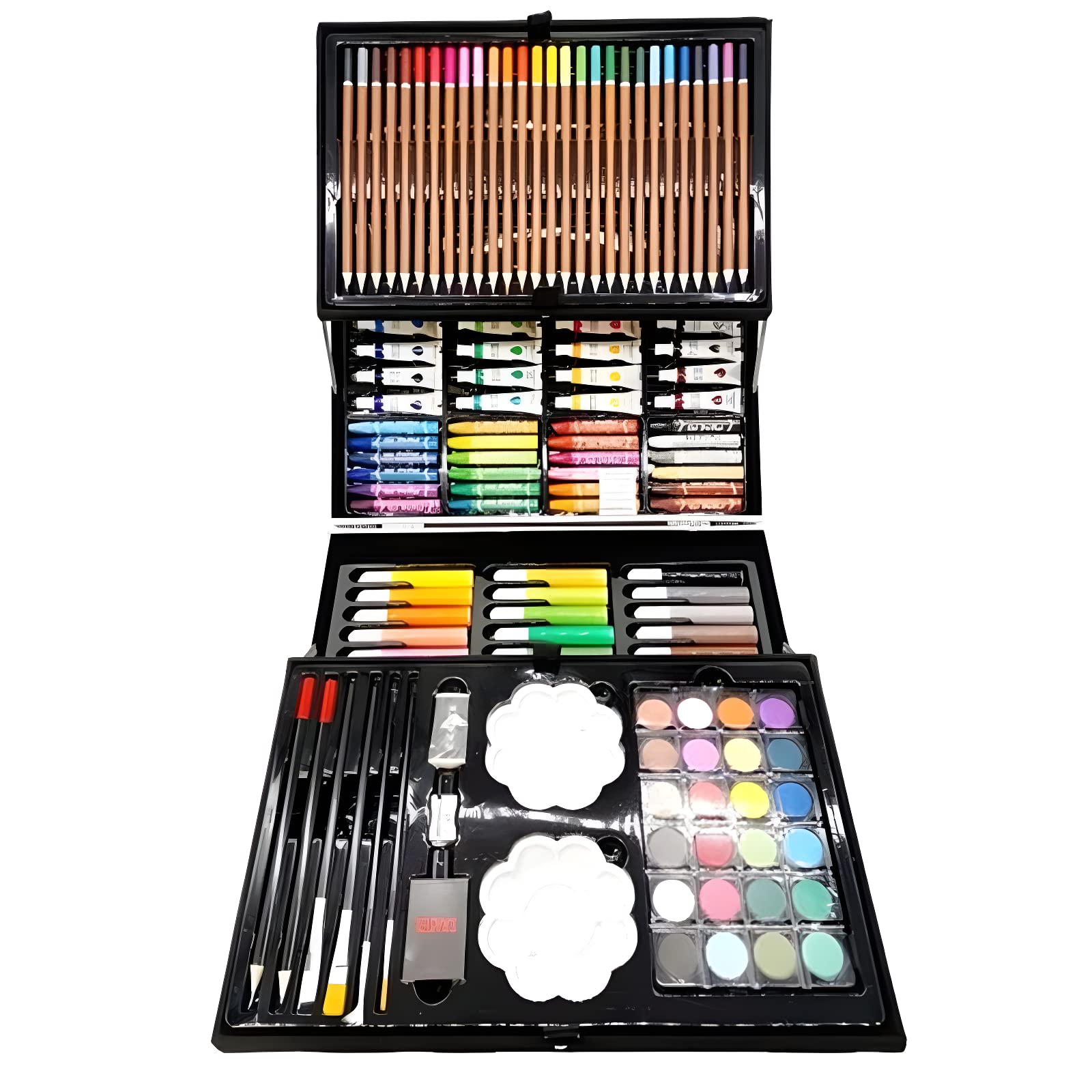 RLS145 Deluxe Quality Portable Blue aluminium Colouring Art Set in case with Colouring Pencils Painting Set for Boys and Girls (Blue)