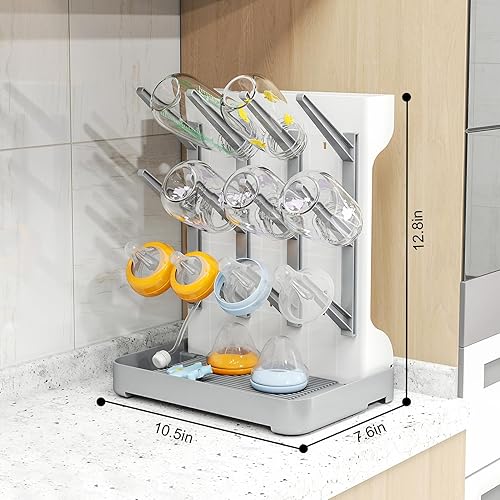 Miniatura 5 de GoMaihe Estante de secado de biberones soporte vertical para secador de botellas que ahorra espacio, soporte de almacenamiento para accesorios para