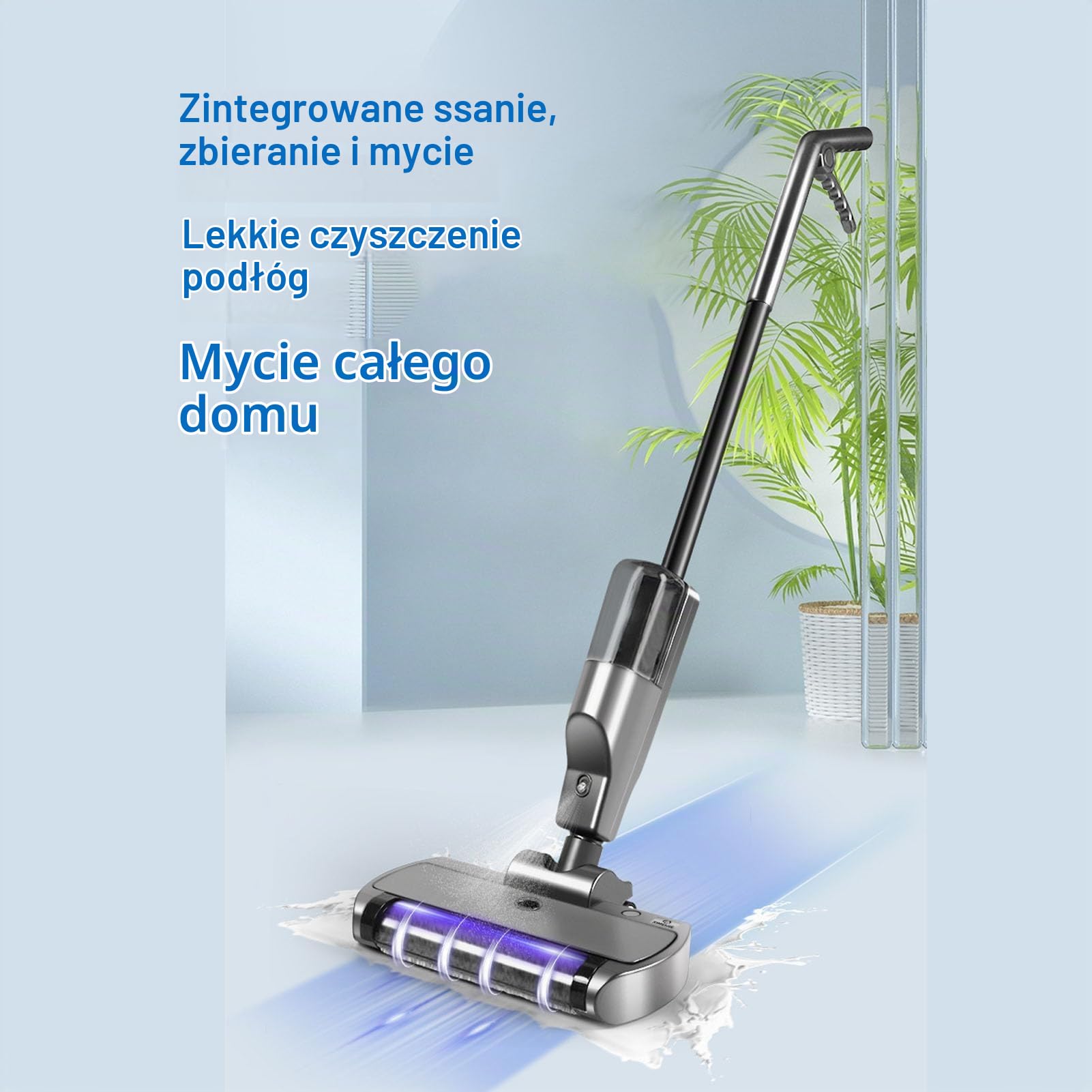 TOPINCN Bezprzewodowy Mop Próżniowy, Automatyczny Elektryczny Odkurzacz do Czyszczenia Podłóg na Mokro i na Sucho z funkcją Samoczyszczenia i Odkurzacze Sztyftowe z Pojemnikiem na Kurz