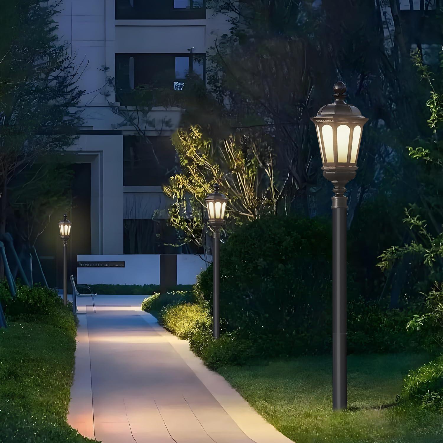Direct Burial Outdoor Light Pole - Mailbox Post 84" Black for Porch, Deck, Garden, Driveway, Lawn, Walkway and Terrace