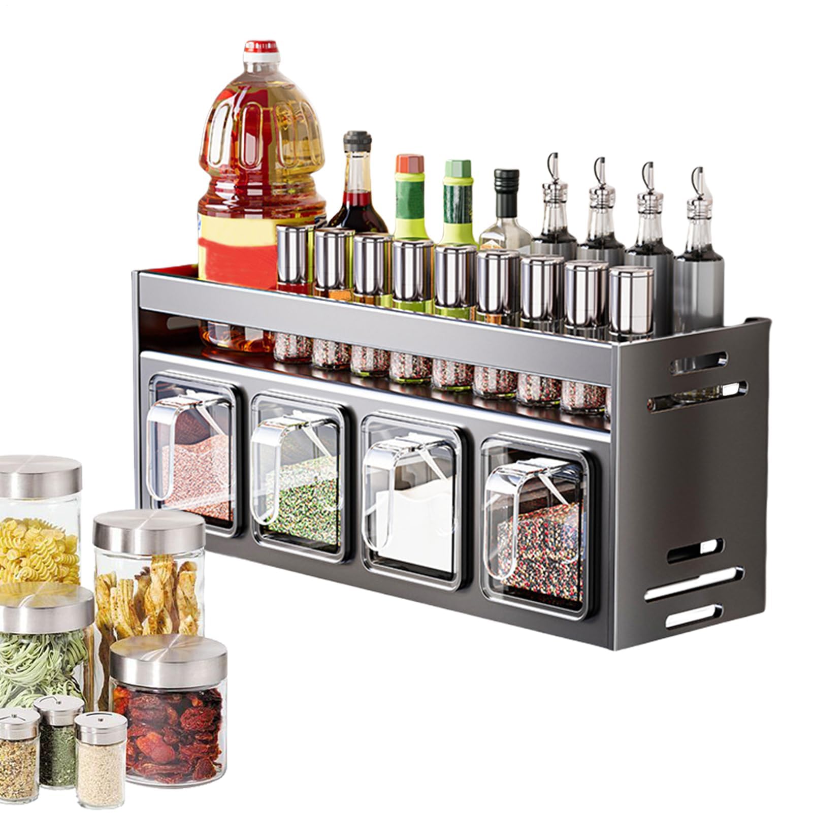 SVFOEBJM Kitchen, Seasonal Shelf - Wall Mounted Rack Holder, Multifunctional Bathroom Shelves for Storage, Rack with Large Capacity for Kitchen Wall Cabinet