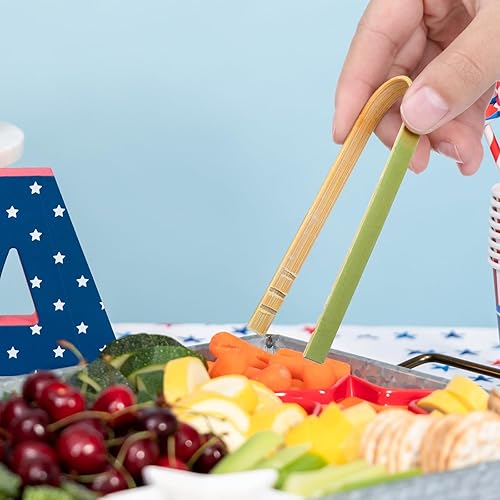 Miniatura 5 de Thyle 500 pinzas de bambú desechables de 4 pulgadas, utensilios de cocina largos de bambú para charcutería, alimentos autoservicio, cocina, boda,