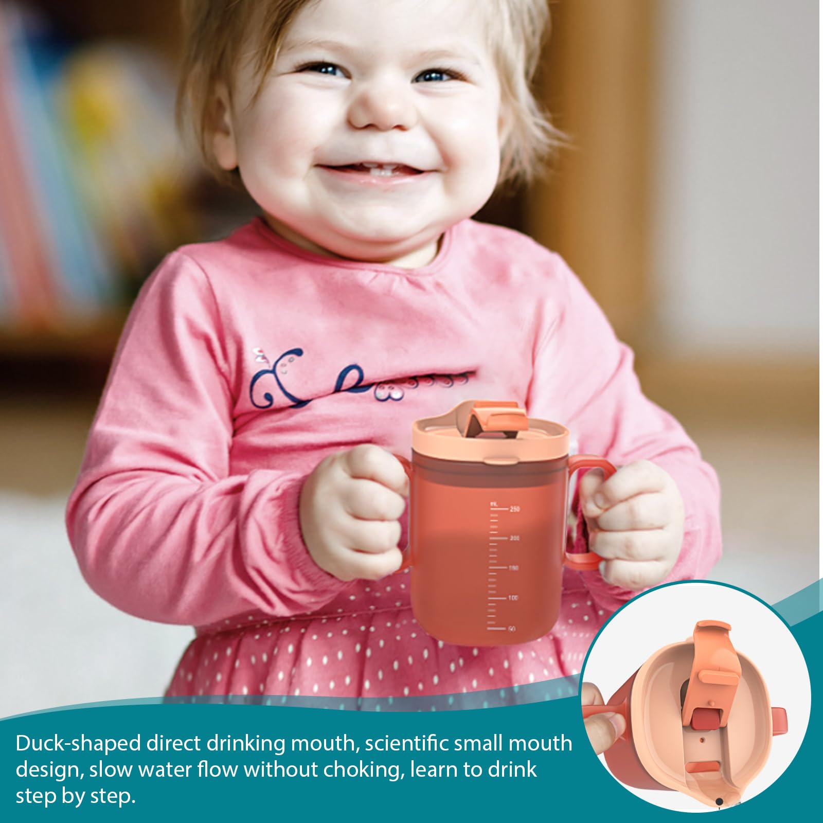 2 kubki z dzióbkiem dla seniorów: kubki do picia z uchwytem i tulejką, 300 ml, szczelne kubki dla osób starszych, dla seniorów, dorosłych (niebieskie, pomarańczowe)