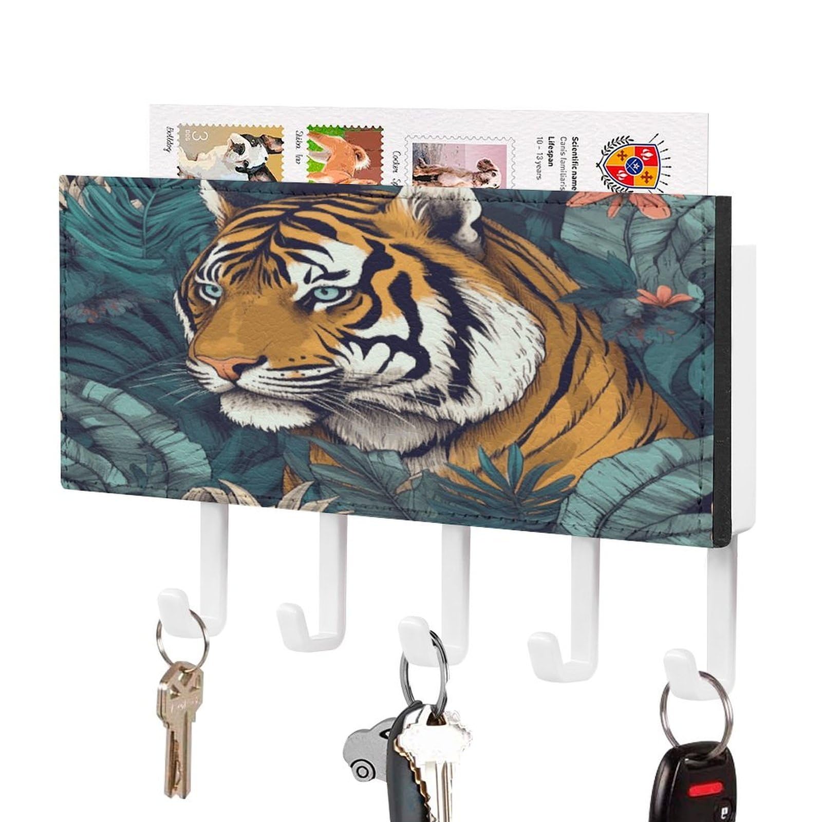 Colgador para llaves de tigre tropical para organizar el recibidor