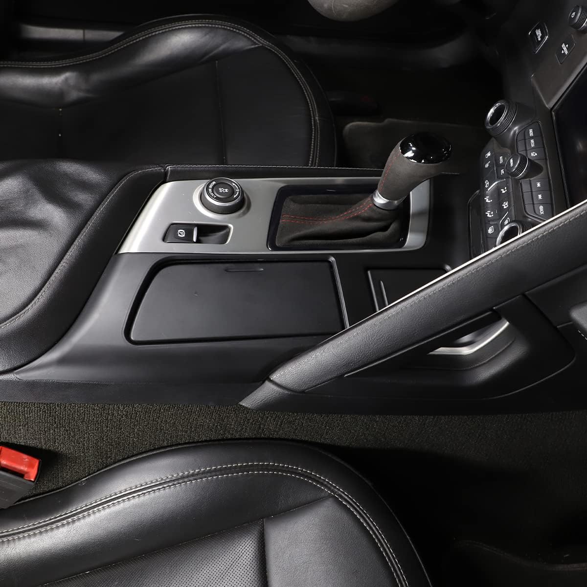 ABS Chrome Car Control Gears Shift Panel Protective Cover Molding Trims Stickers Compatible for Chevrolet Corvette C7 2014 2015 2016 2017 2018 2019 Interior Accessories (Big Panel, Matte Black)