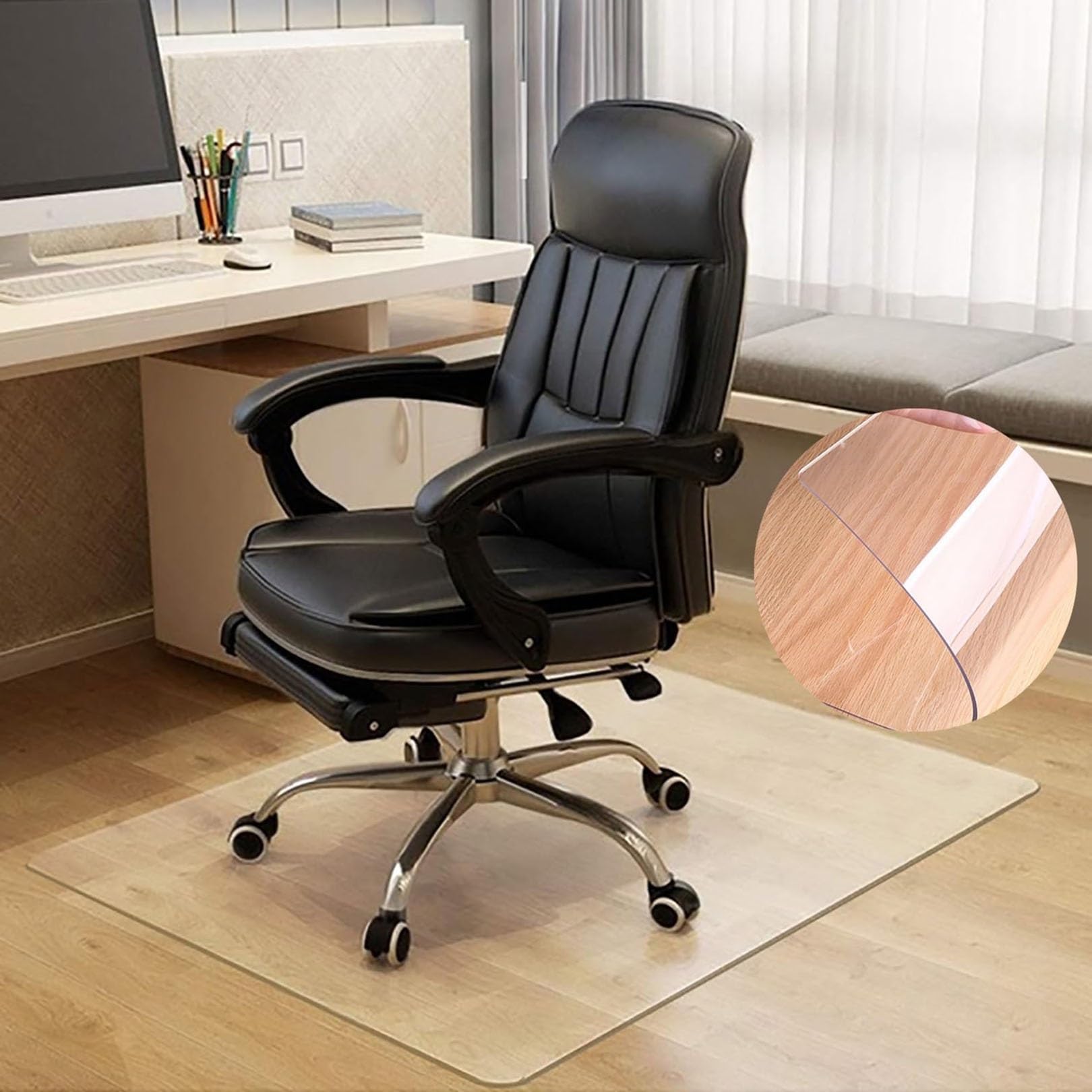 Tapis De Chaise De Bureau Rectangulaire Transparent De Petite