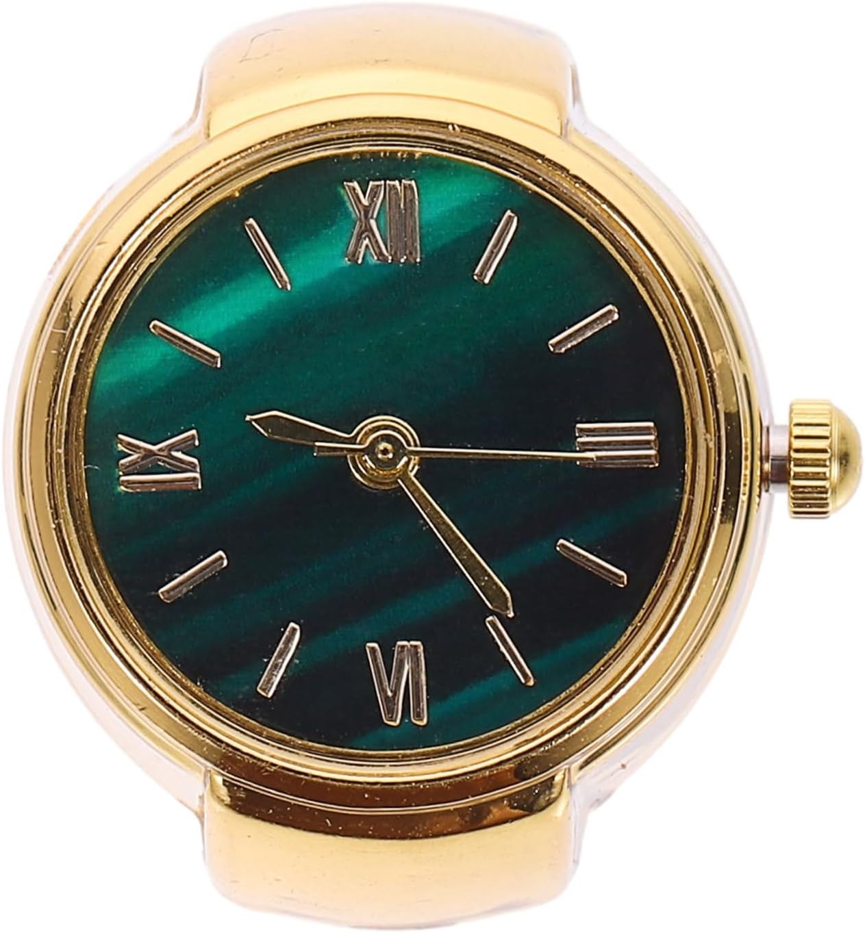 OUNONA Mens Roman Numeral Mini Finger Watch Ring Fashionable Green Dial Ring Watch with Accurate Comfortable Stylish Accessory for Everyday Wear and Gift Giving