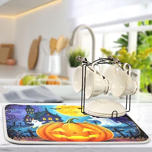 Vista 277 de Tapete de secado de platos de mariposas botánicas para encimera de cocina, almohadilla de secado de microfibra absorbente, grande, 18 x 24 pulgadas