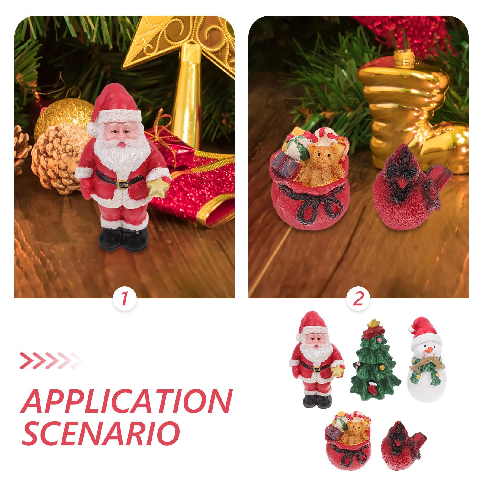 Toyvian 3 Set Babbo Natale in Resina, Ornamento Natalizio Miniatura per