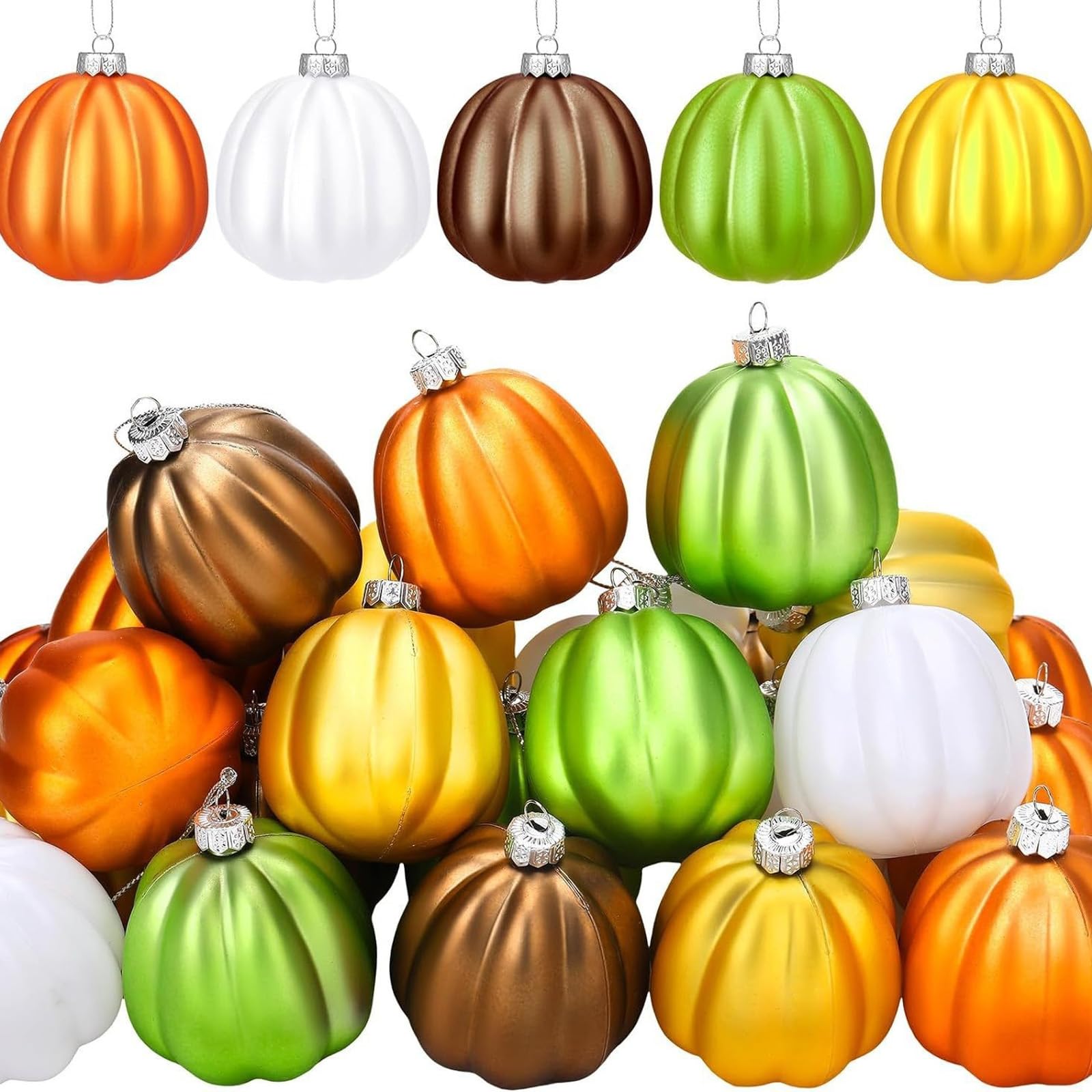 Yhplxyuus 20PCS Festival Hanging Ornament 5Cm Pumpkin Baubles Decoration for Seasonal Celebration Halloween Accessories Matte Painted Halloween Decorations