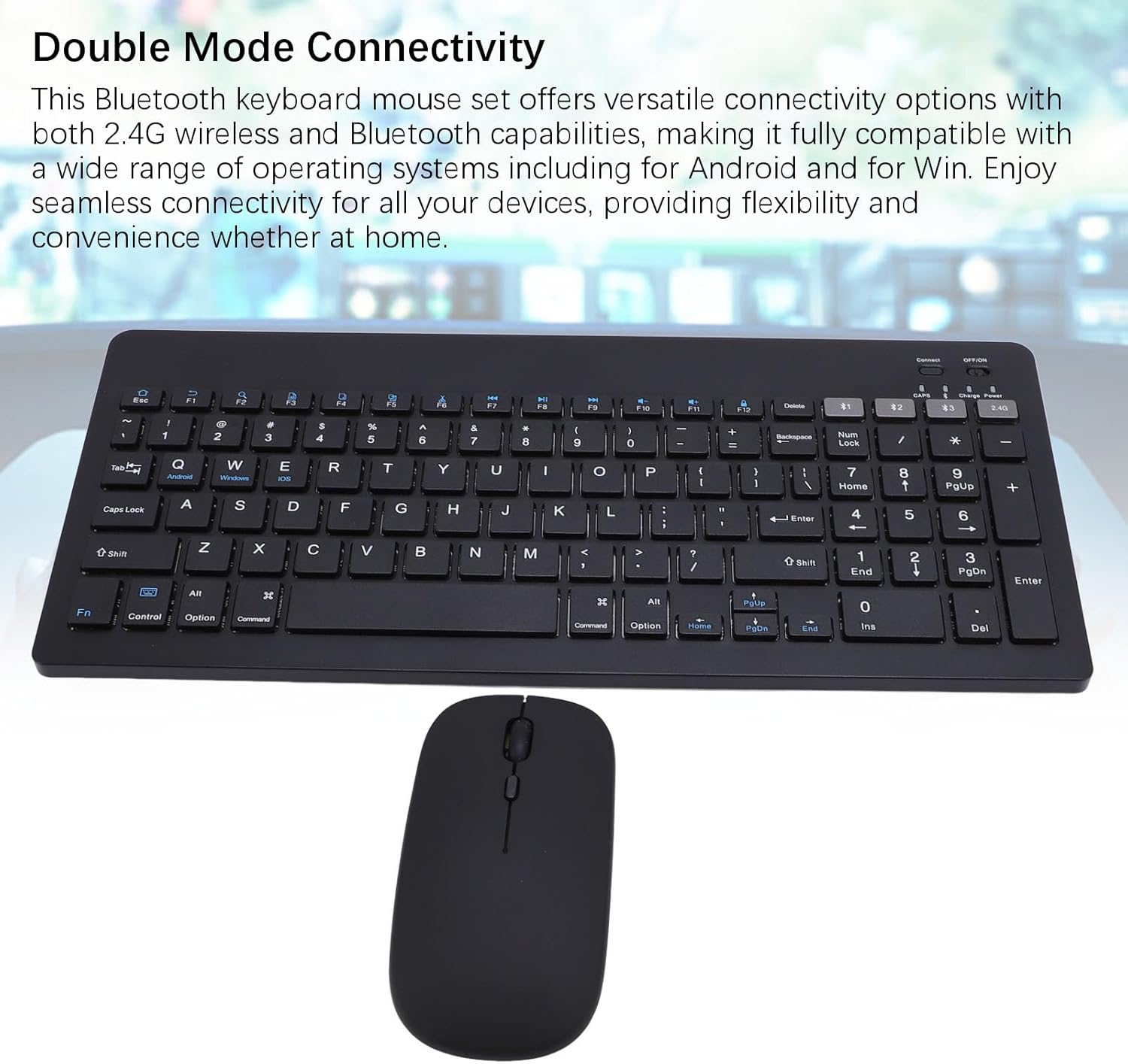 Tangxi Wireless Keyboard and Mouse Combo, 2.4G Full Size Thin Wireless Keyboard Mouse with Numeric Keypad, Rechargeable for Computer, Laptop, PC (Black)