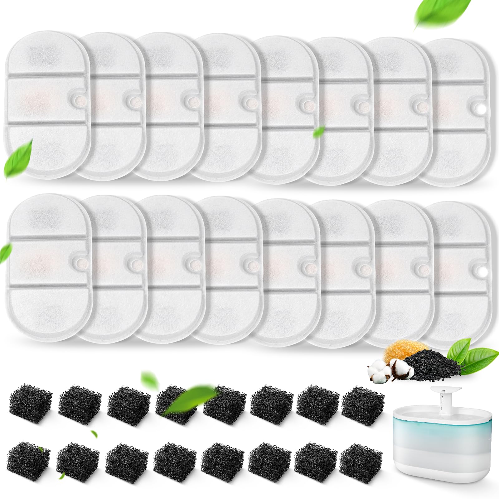 32 Packs Replacement Cat Water Fountain Filters Compatible with PETLIBRO Capsule Pet Fountain: PLWF002,71oz/2.1L Ultra Quiet-BPA-Free, Two Flow Modes Pet Water Dispenser