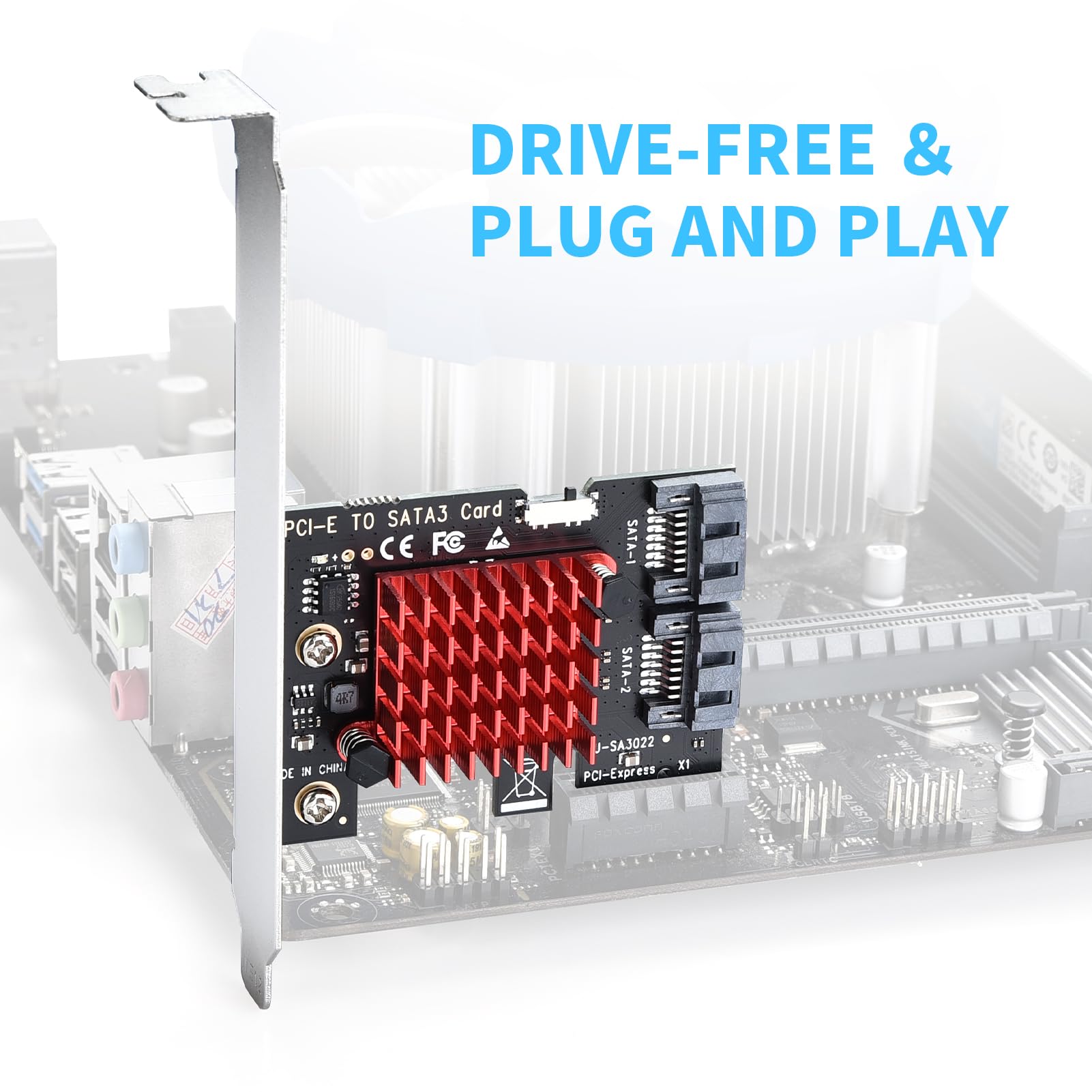 ELUTENG Karta PCIe SATA 2 porty, 6Gbps PCIe do SATA Adapter Karta kontrolera SATA 3.0 Karta rozszerzenia PCI Express X1 z mocowaniem Low Profile dla komputera stacjonarnego, obsługująca SSD HDD