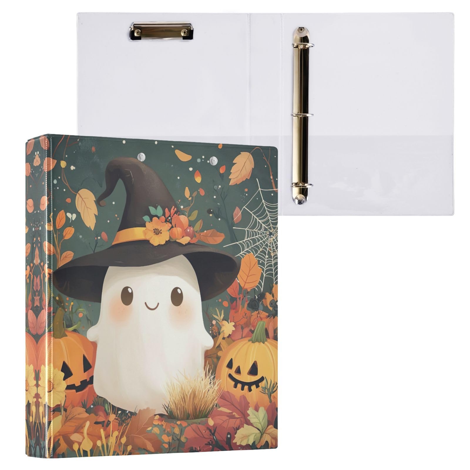 Grazioso raccoglitore a 3 anelli per Halloween, 3,8 cm, decorativo, con 3 tasche interne, per scuola, ufficio, casa, confezione da 2