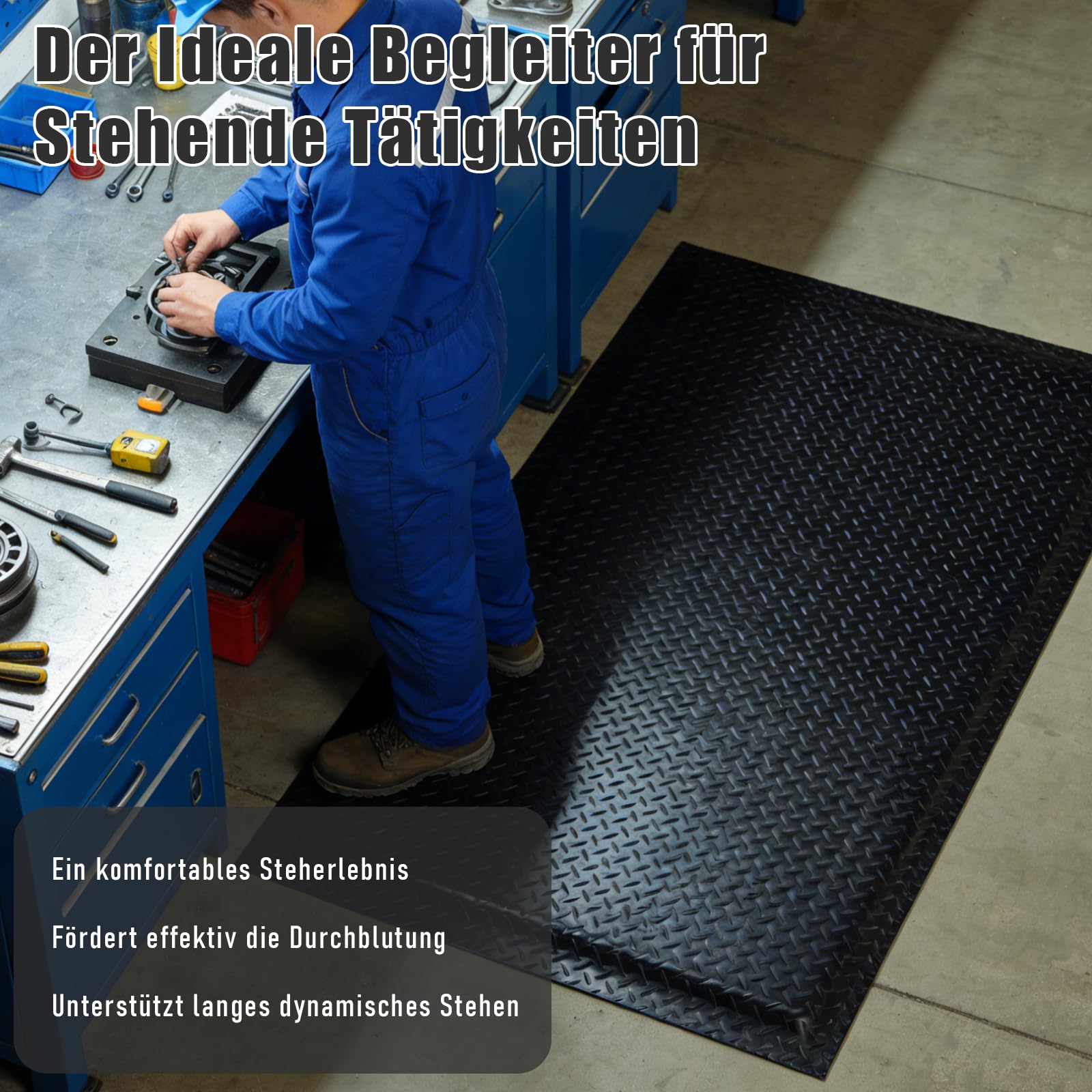Anti Ermüdungsmatte für Steharbeitsplätze, Ergonomische Arbeitsplatzmatte Anti Fatigue Stehmatte, 90 x 182 cm Antimüdigkeitsmatte, Steh-Schreibtisch Fußmatten für Werkstatt, Fließband
