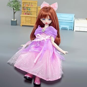 1/6 BJD Doll, Full Set 30cm 12inch Dolls + Face Makeup Blue Eyes Soft Hair and Clothes (Willow(Hair A#))