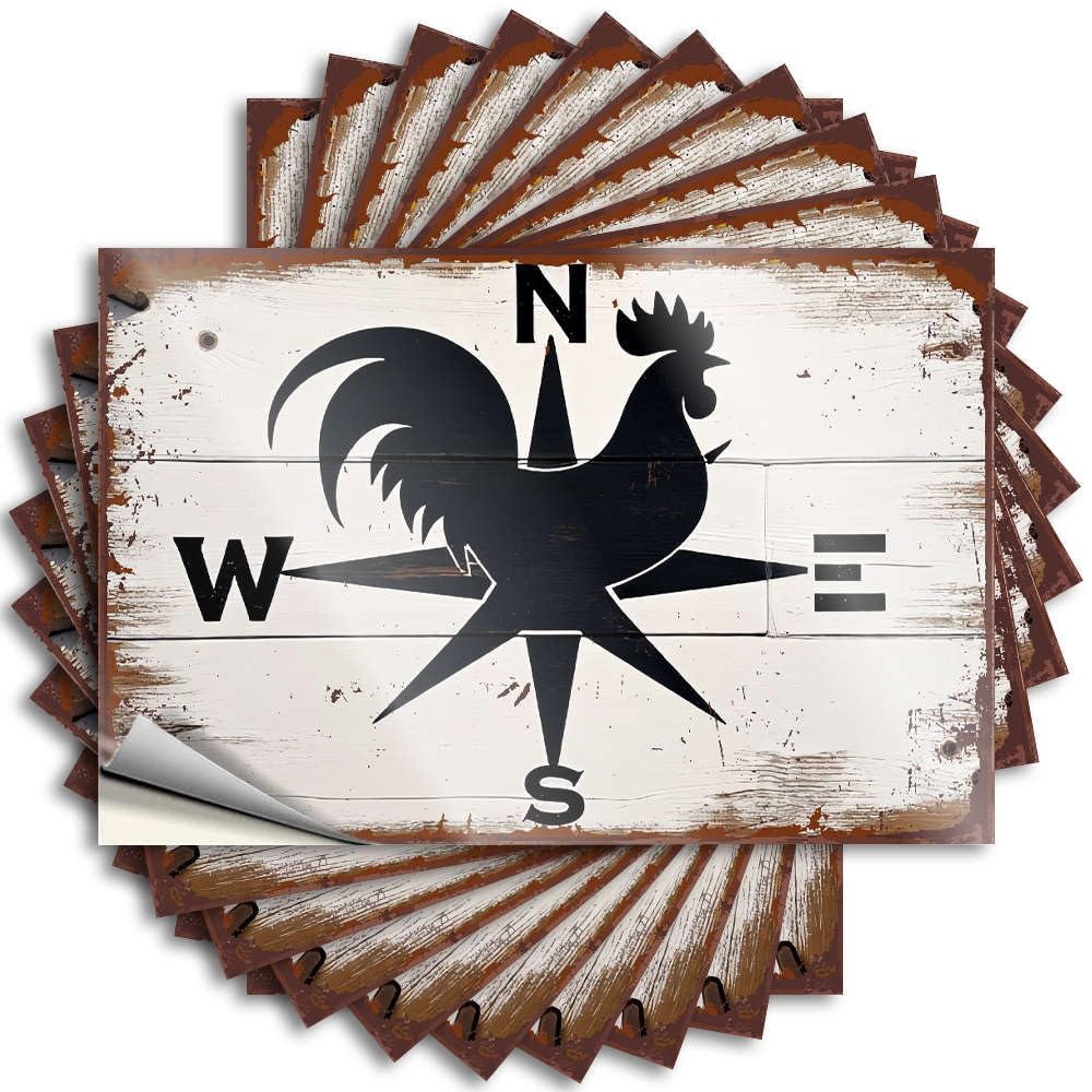 Quote Case Fall Rooster Silhouette Compass Directions for Essentials - Stuff Easy Peel Removable(8X12CM)