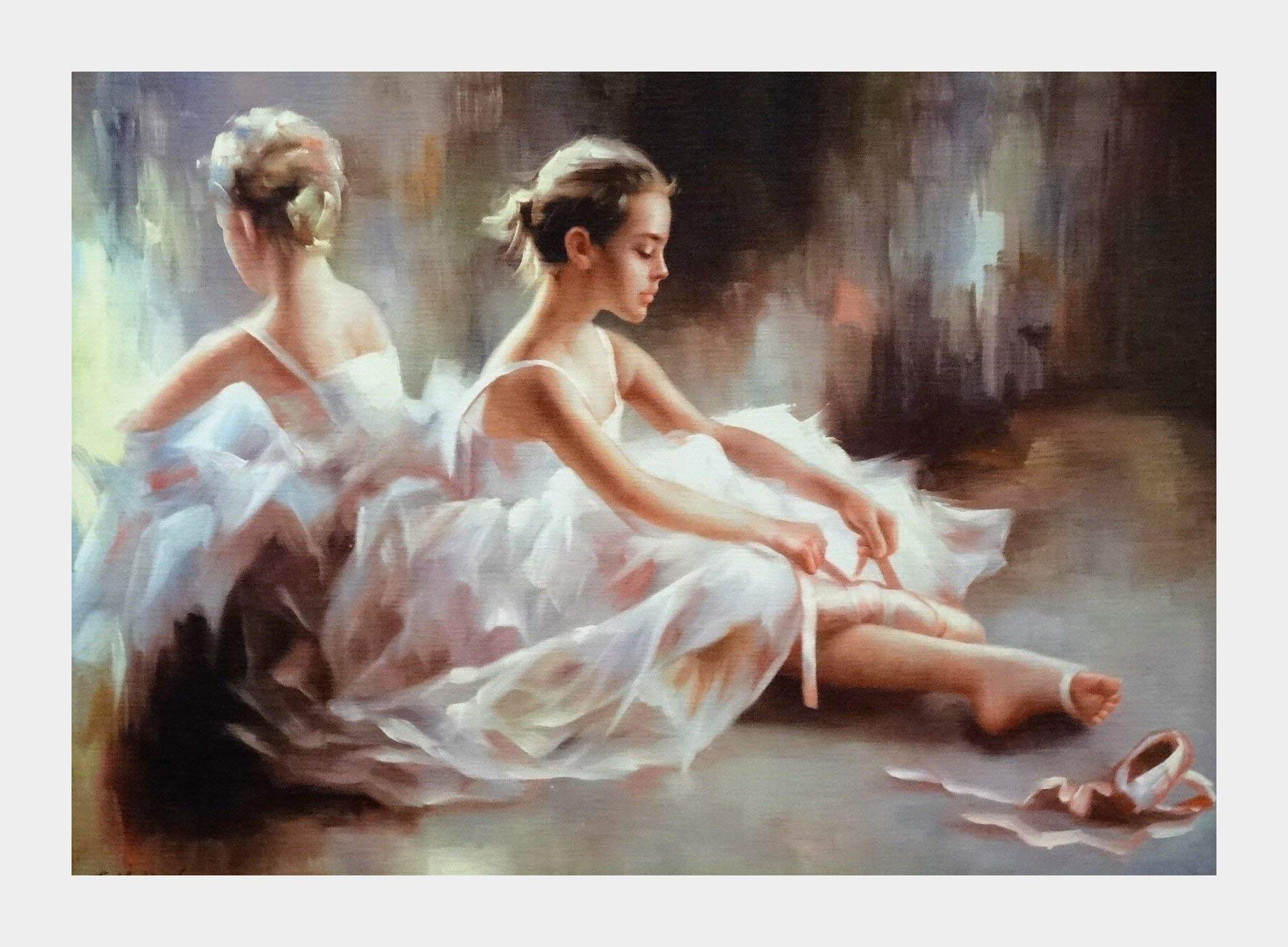 Lnxp BILD FOTO 90X70 CM BALLERINA BALLETT Künstler: J. Mallet TÄNZER BILDERRAHMEN BILD BILDER MIT RAHMEN BAROCK RAJCO Wandbild Kunstdrucke Gemälde Retro Repro Antik für Cafe Bar Home Büro Praxis 58B