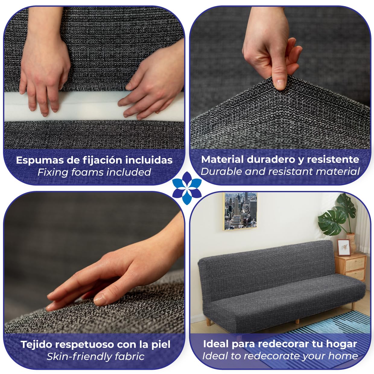 Housse Clic Clac, Couvre Canapé Fabriqué en Europe, Protege Canape, Housse de Canapé Extensible, Tissu Premium (CLIC CLAC, Noir-Blanc)