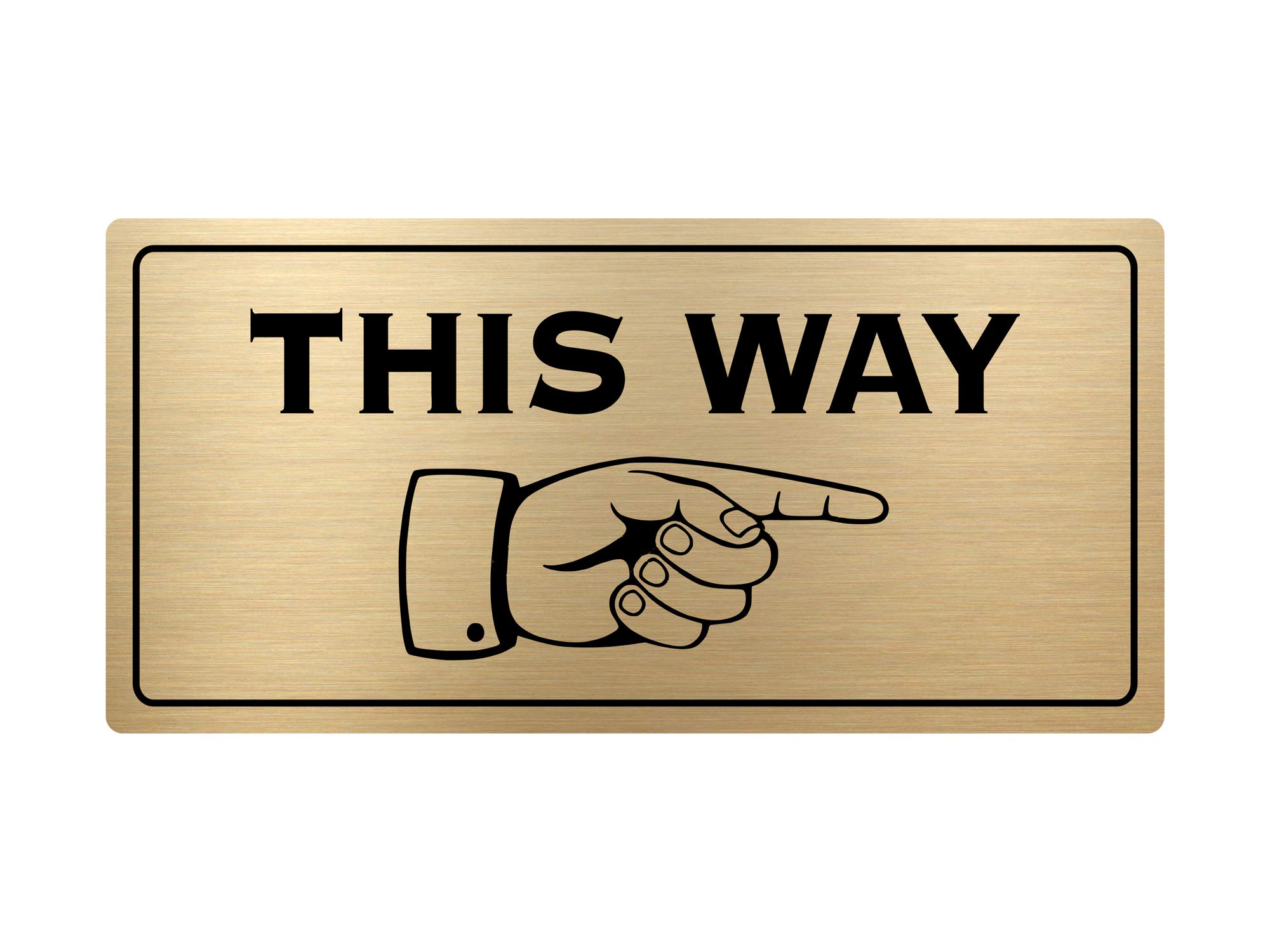 This Way Pointing Finger Directional Adhesive Sign - Ideal sticker notice for walls, corridors, passageways, wedding decor (Available in Silver/Gold/Black/Grey/White) (Gold/Black, RIGHT)