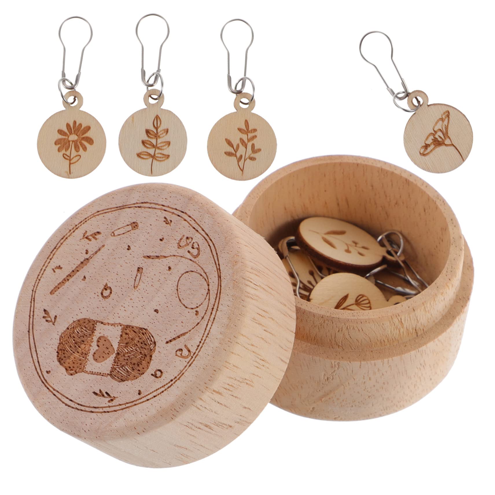 SEWACC 5juegos Marcadores De Tejer De Madera De Caja Perfectos Para Ganchillo y Manualidades