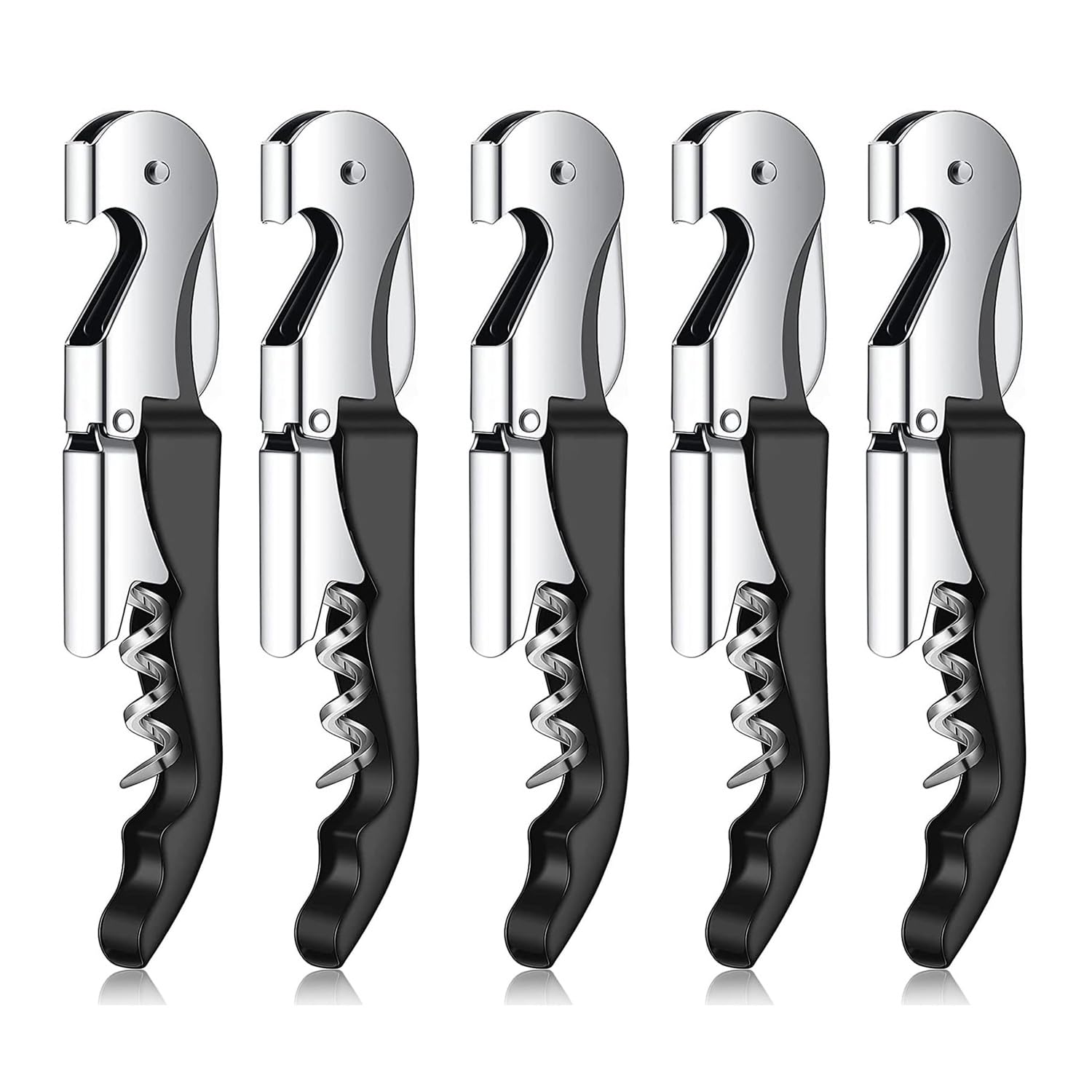 Wine Opener Set (5 Pack) - Professional Waiter's Friend Corkscrew and Bottle Opener, Premium Stainless Steel Corkscrew for Wine and Beer, Ideal for Sommeliers and Waiters, Durable and Efficient