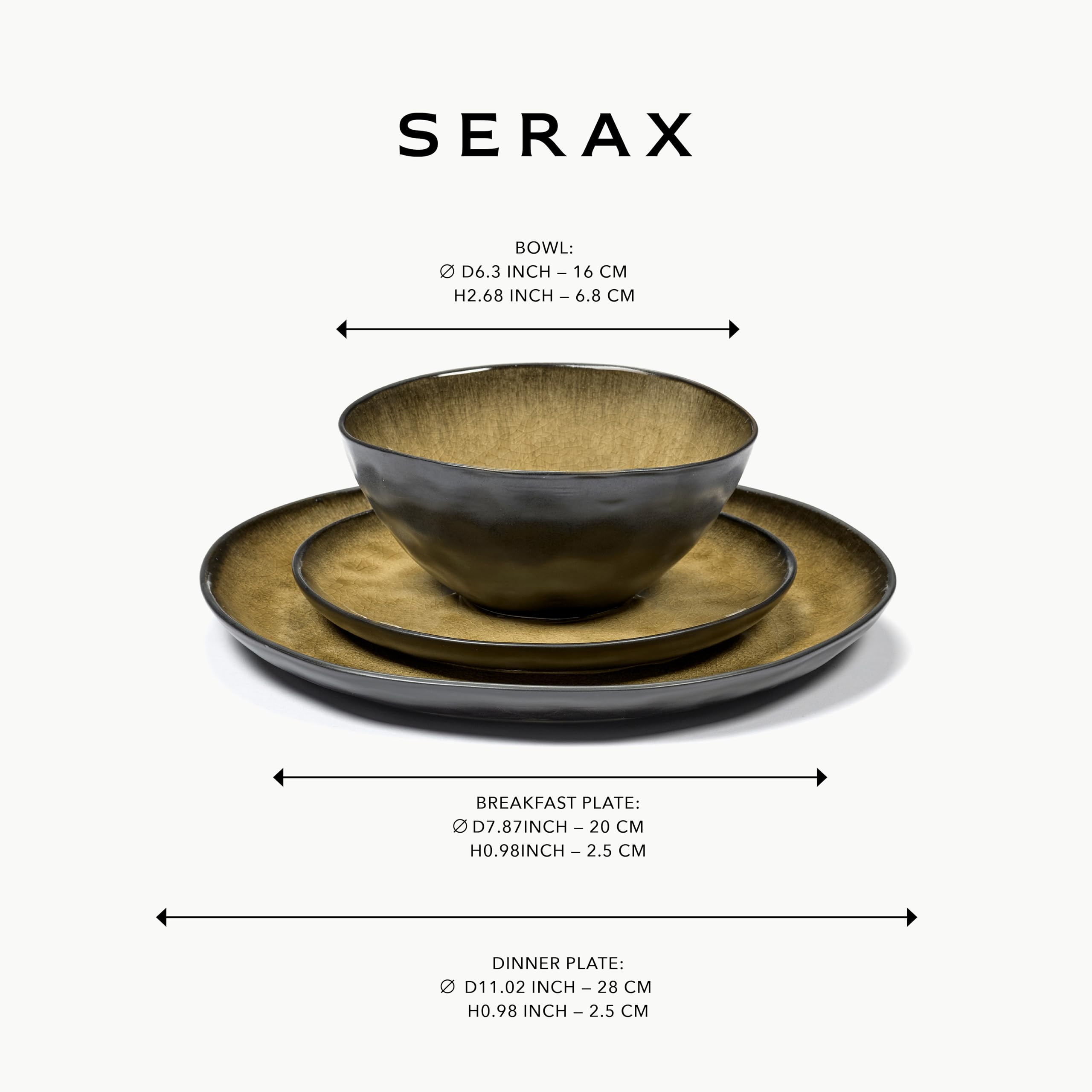 Serax Green Pure 12-częściowy zestaw obiadowy | 4 talerze w rozmiarze M, 4 talerze w rozmiarze S, 4 miski w rozmiarze L, zestaw ceramiczny Pascale Naessens, elegancka i naturalna zastawa stołowa