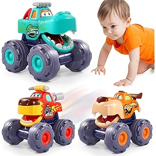 OCATO Car Toys for 1 Year Old Boy Gifts, Pull Back Monster Truck Toy Cars for Toddlers 1-3, 1 2 3 One Year Old Boy Birthday Gift 1st Vehicles Kids Stocking Stuffers Toddler Baby Boys Toys 12-18 Months