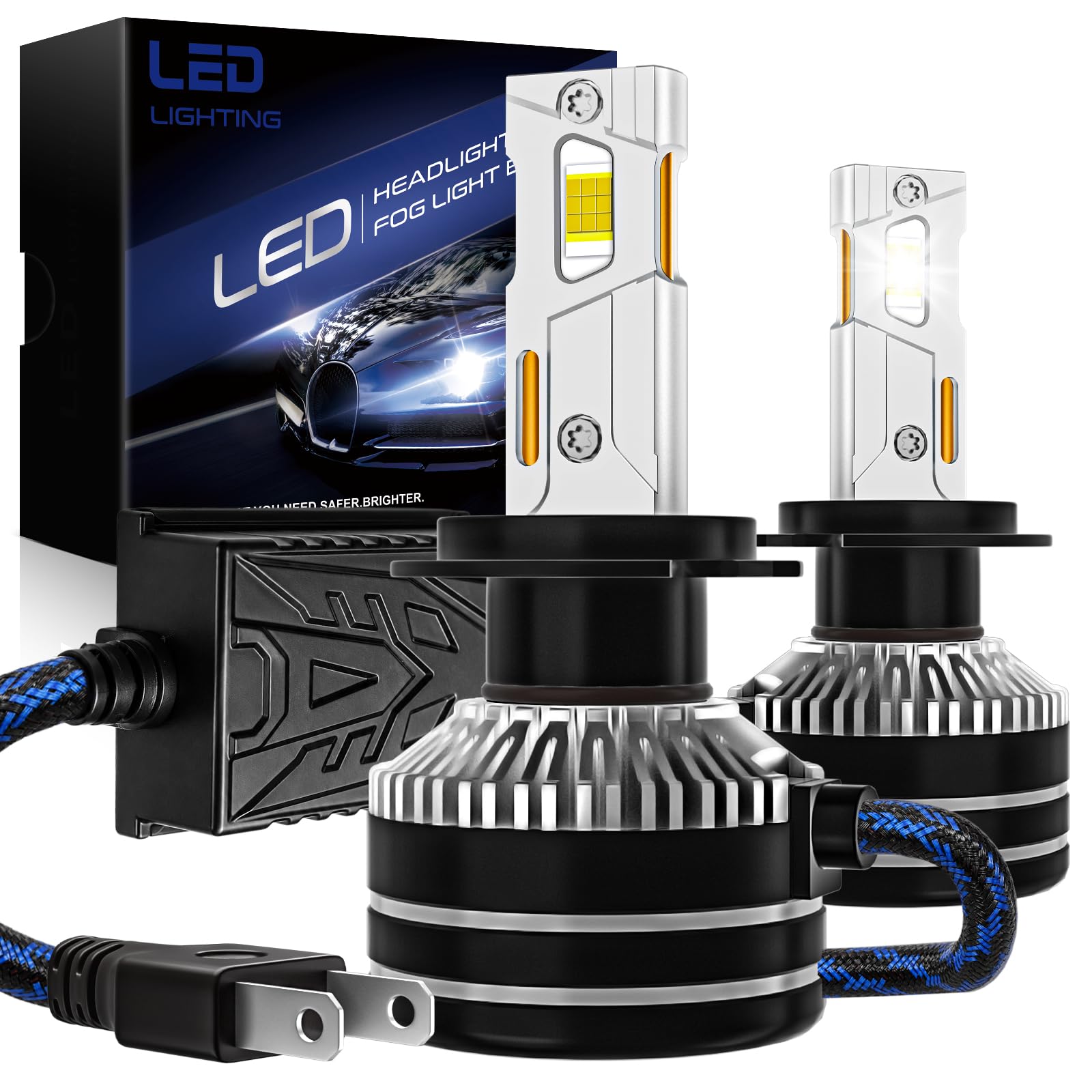 OVVOFPP Lampadina Led H7 220 W,48000 Lm,6500 K,Bianco,Ip68,10-40V