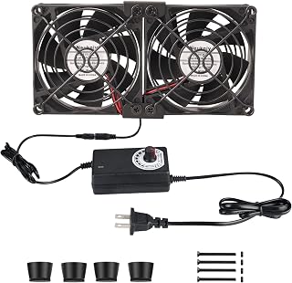 Big Airflow 2X 80mm Fan 110V 240V AC Powerful Computer Fan with AC Plug, Variable Speed Fan for Mining Machine Cabinet Chassis Server Workstation Cooling