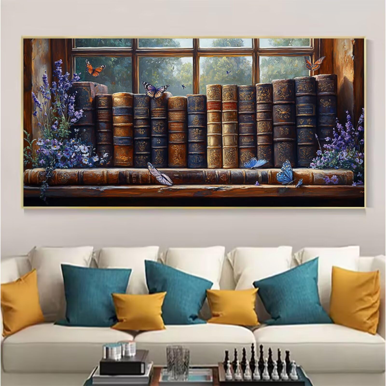 Książka Malowanie według numerów dla dorosłych, DIY Malowanie po numerach Dorosłych, Motyl Paint By Numbers Adult Obraz olejny na płótnie z pędzlami Pigment Akryl, Dekoracja domu 60 x 120 cm (bez