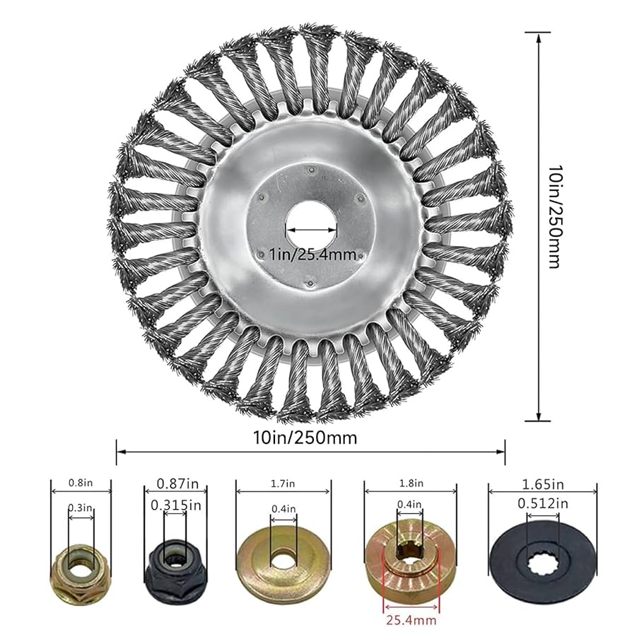 Darohz 10 Inch Steel Wire Rotary Weed Brush Cutter Trimmer