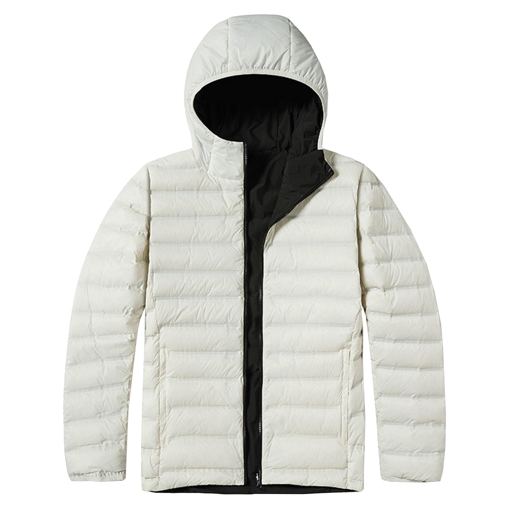 Piumino da uomo leggero e caldo con zip intera con cappuccio casual escursionismo cappotto invernale da uomo leggero giacca ripiegabile