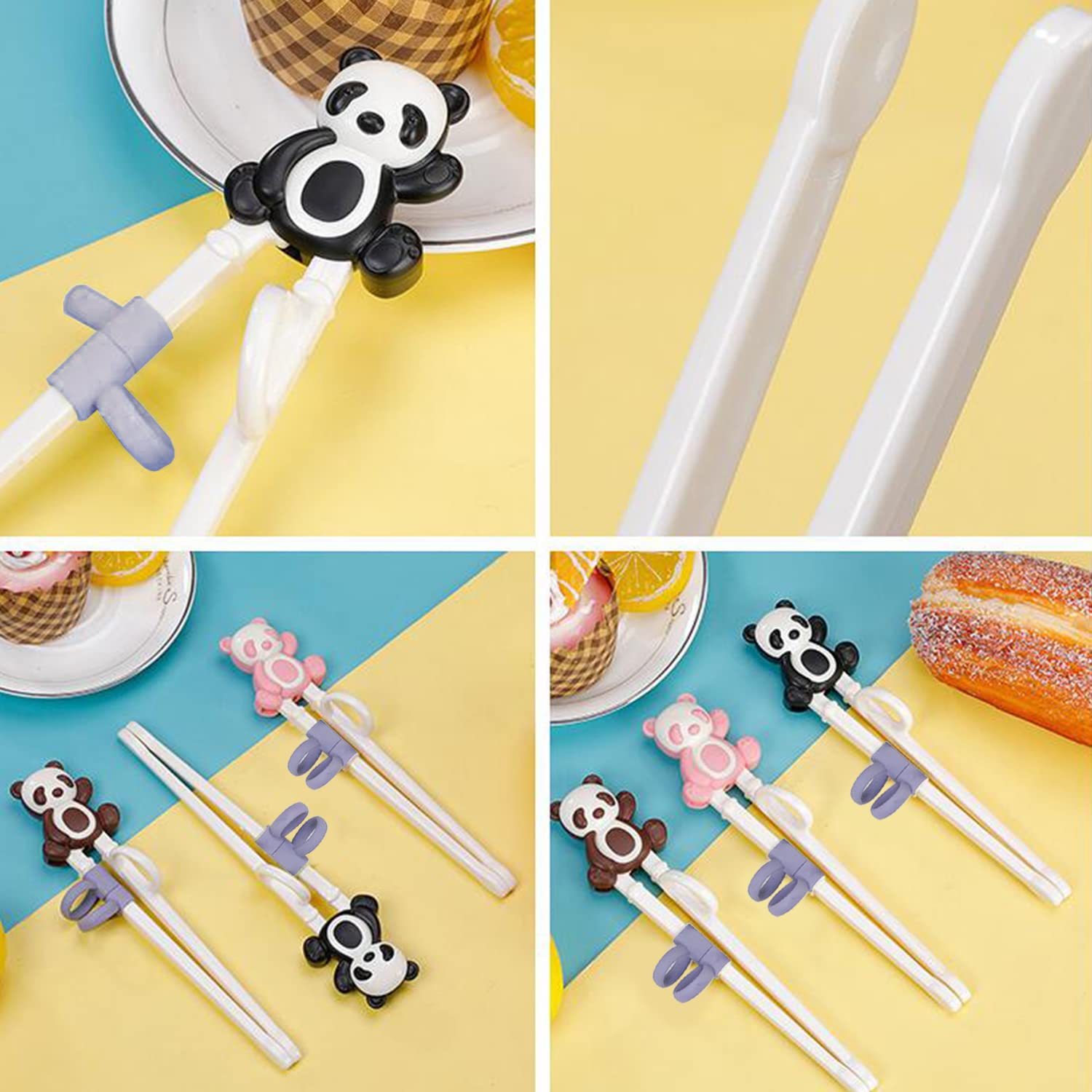 Training Chopsticks 3 Pairs for Kids Cute Animal Panda Shape Children Learning Chopsticks helper Non-slippery Reusable and Dishwasher Safe (Panda) — Amazon image 3