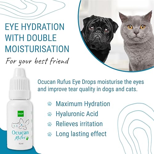 Miniatura 2 de Gotas hidratantes para los ojos para perros y gatos - Lubricante de ácido hialurónico para ojos secos e irritados - Alivio calmante de los ojos de
