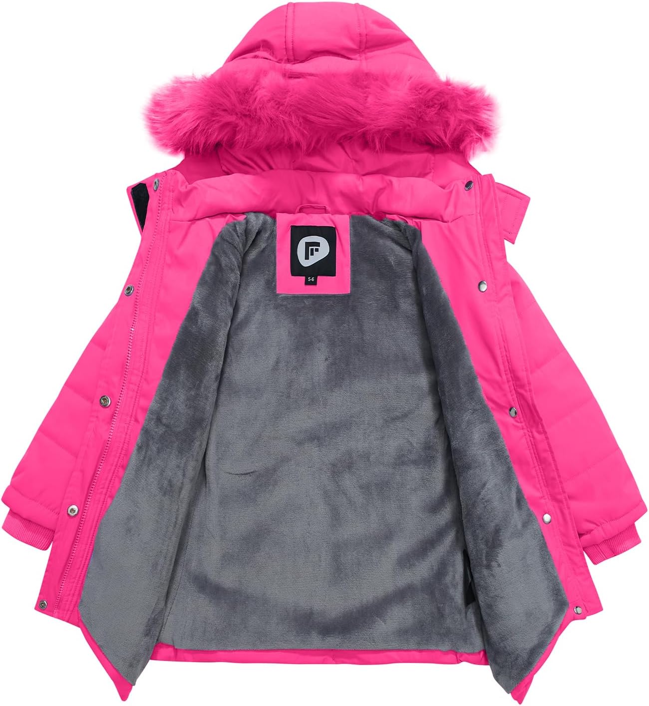 FARVALUE Girls' Winter Coats Fur Hooded Warm Puffer Jacket Coat with Fleece Lined - Image 4