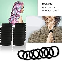 Vista 3 de Bandas elásticas para el cabello para mujer, bandas elásticas para el cabello de 1.2 pulgadas, accesorios suaves para el cabello, banda negra gruesa